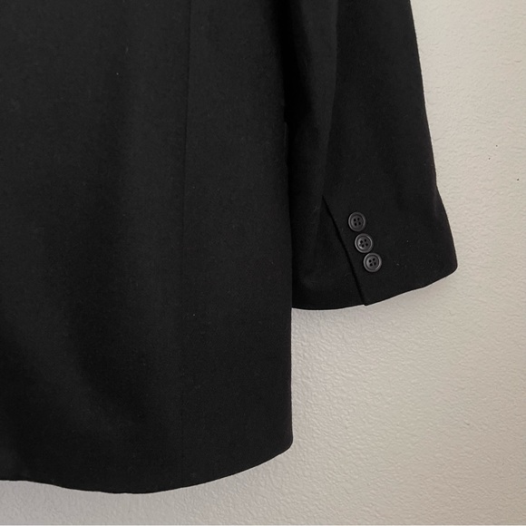 Vintage 1980’s Structured Wool Collarless V-Neck Oversized Lined Blazer - Picture 6 of 14